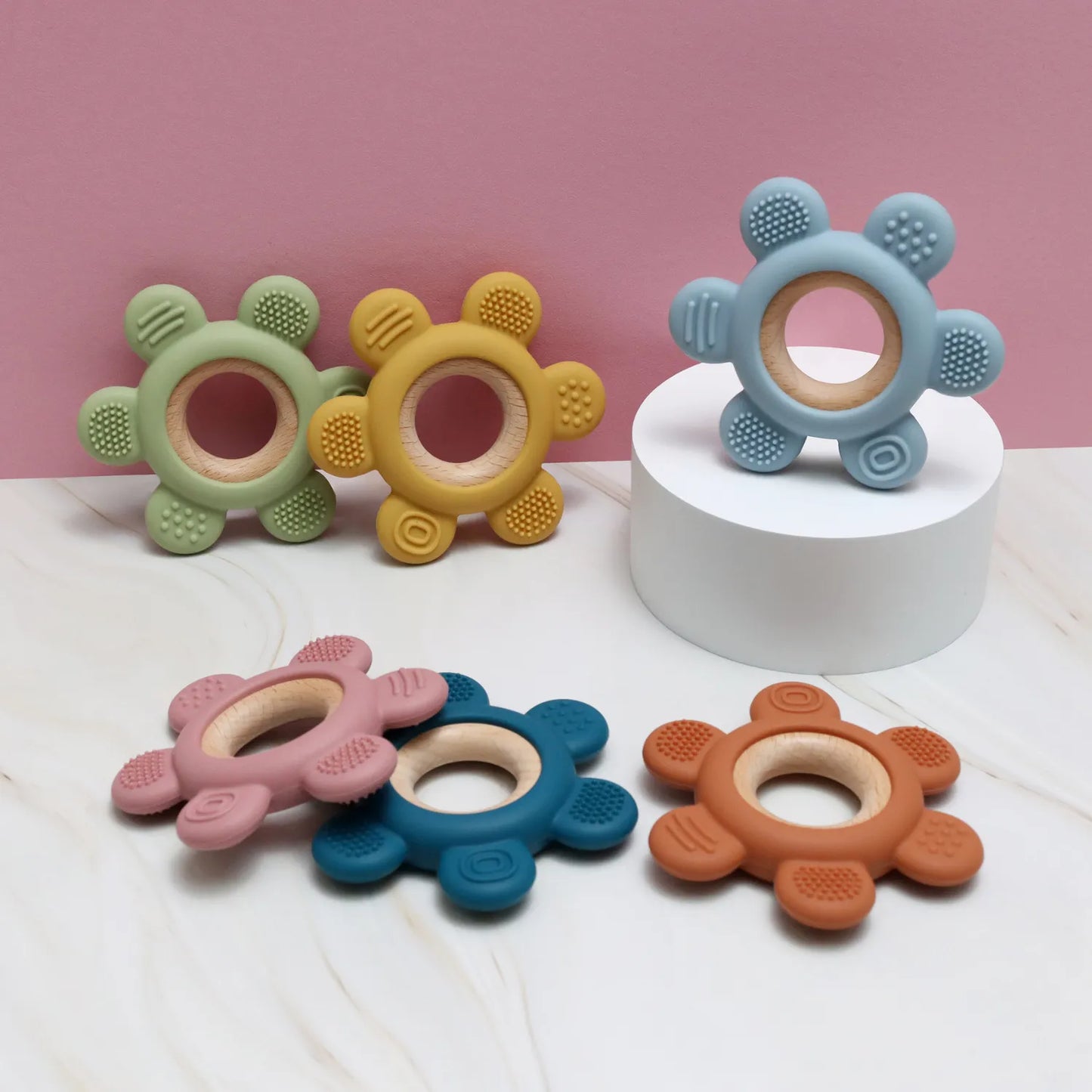 Jouets à mâcher pour bébé en bois naturel et silicone sans BPA, forme couronne K-BABY, soulagement des gencives
