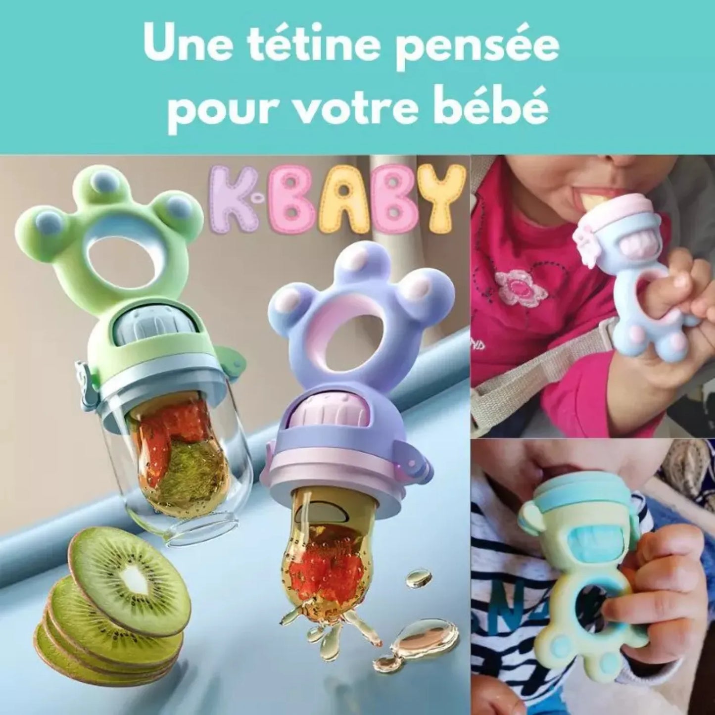 bébé Découverte des goûts des fruits avec leur sucette k-baby