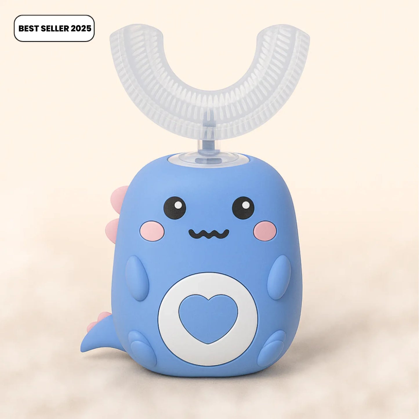 Brosse à dents électrique enfant bleue K-Brush, tête en silicone souple, design amusant, best-seller 2025, élimine la plaque et protège les gencives