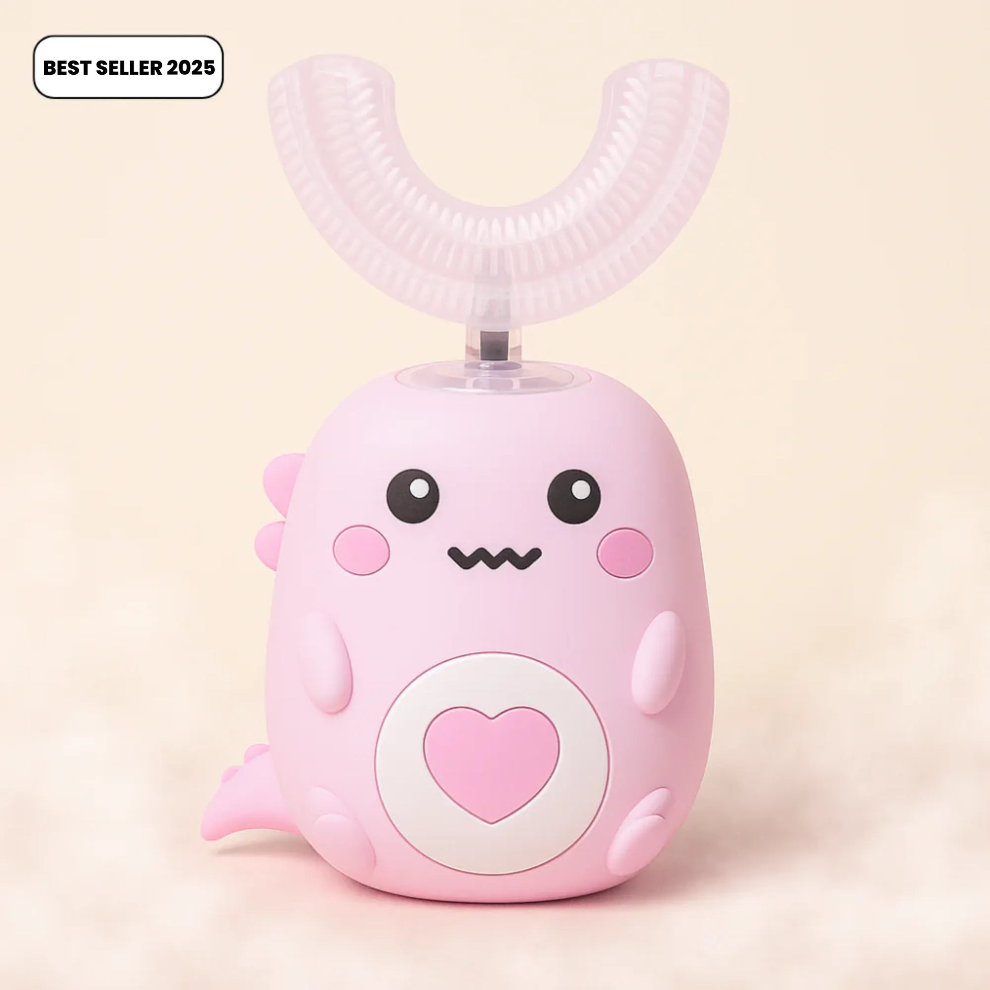 Brosse à dents électrique enfant rose K-Brush, tête en silicone douce, best-seller 2025, adaptée dès 2 ans, nettoyage rapide et ludique