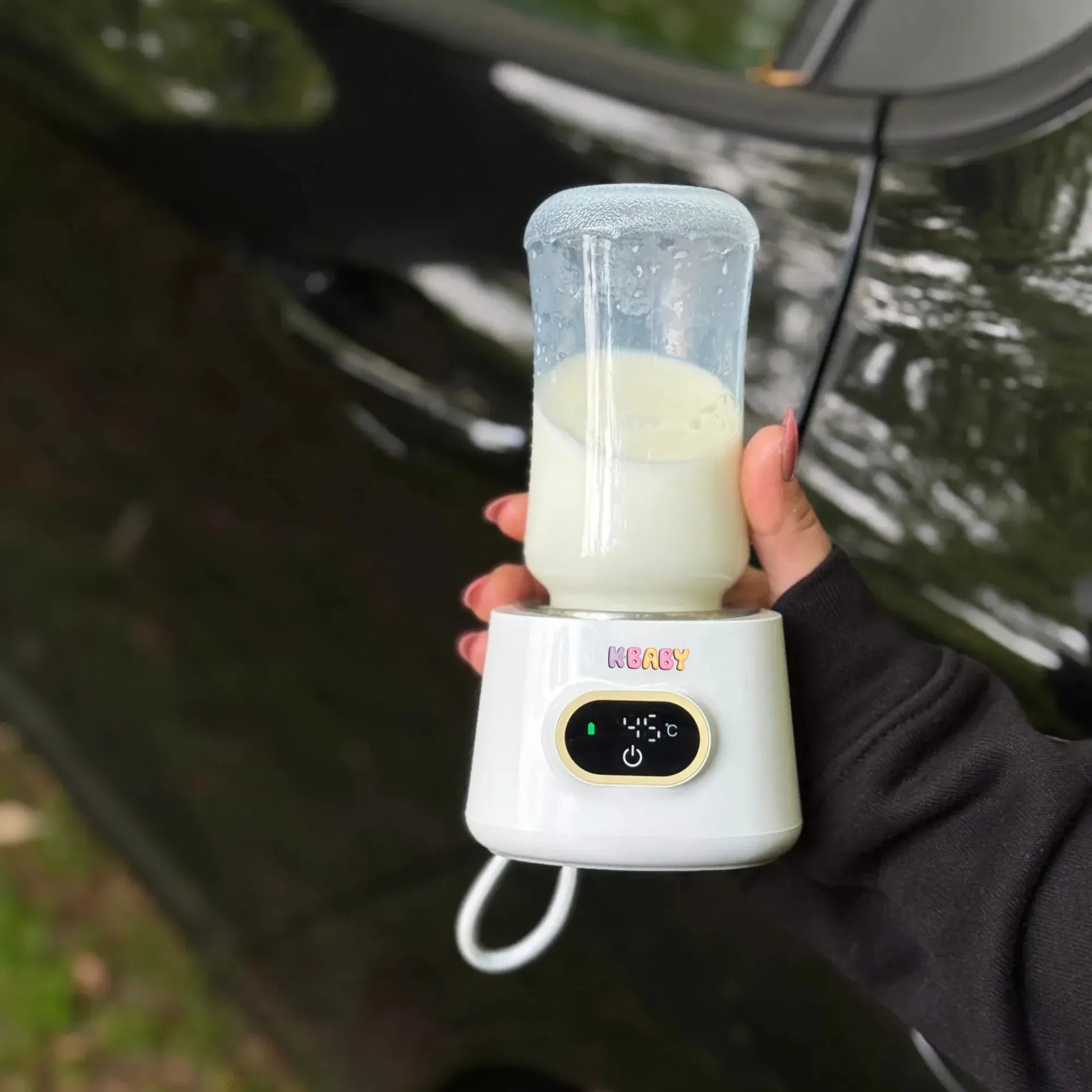 Réchauffeur de biberon mobile K-BABY sans fil, température réglée à 45°C pour lait infantile, pratique en voiture ou balade